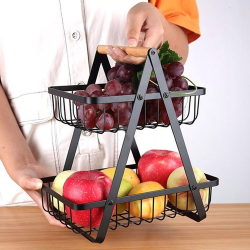 Organizador De Metal 2 Estantes Frutas Verduras Para Mesada