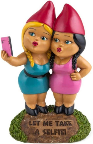 Bigmouth Inc. The Selfie Sisters Gnomo De Jardin  Estatua D