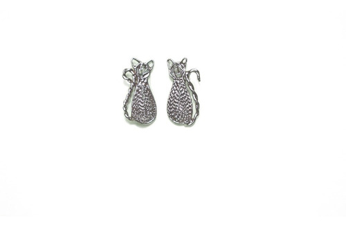 Aretes Con Diseño De Gato En Plata Ley 925