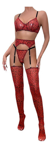 Sexy Pijama Conjunto Ajustado Con Estampado De Leopardo