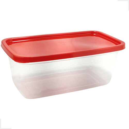 Kit 10 Potes 500ml Transparente Marmita Infantil Fitness Kit Cor Transparente Tampa Vermelha