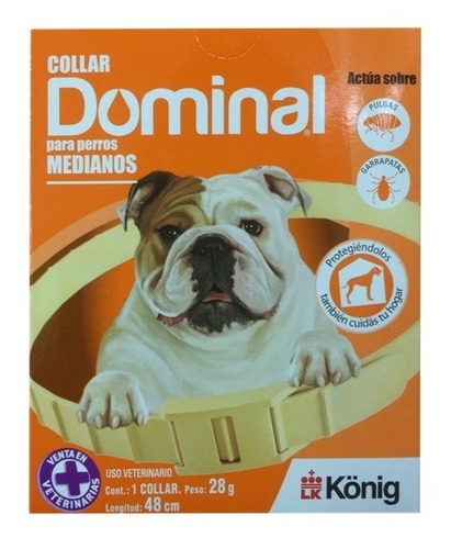 Imagen 1 de 2 de Collar Anti Pulgas Y Garrapatas Dominal Razas Medias +snacks