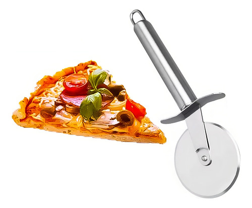 10 Cortador De Pizza Para Massa Grossa Em Aço Inox Cor Prateado
