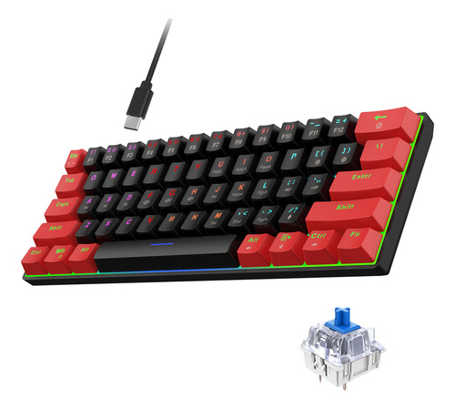 Teclado Mecánico Hxsj V900 Rgb Teclado Para Juegos De 61 Tec