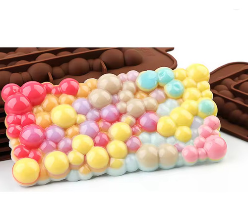 Molde Silicona Tableta De Chocolate Burbujas Bubble Sparklin Marrón