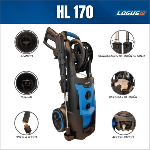 Imagen 7 de 10 de Hidrolavadora Logus 170bar 2200w Autostop+disp Jabon