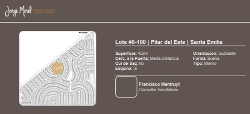Lote Interno #0-100 - Pilar Del Este - Santa Emilia - 452m2 #id 18022