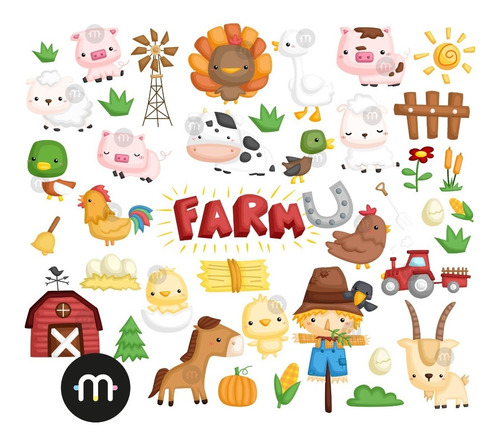 Kit Animalitos Granja Clipart Imagenes Png Imprimible Sublim