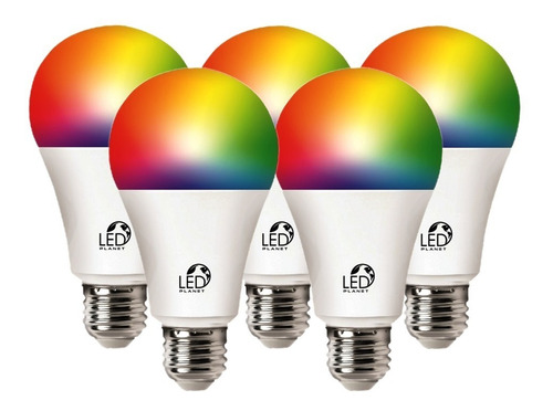 Kit 5 Smart Bulbo Led Wi-fi Inteligente 10w Rgb