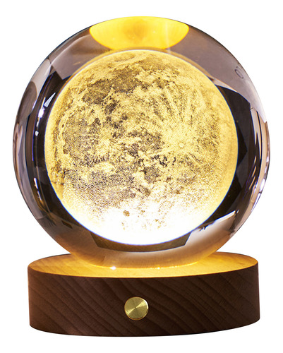 Luz Nocturna De Bola De Cristal 3d Batería Recargable Luz
