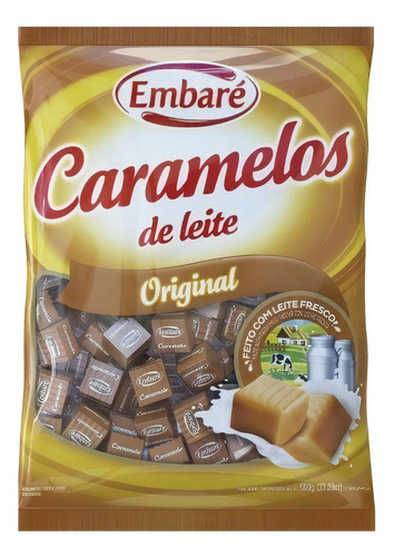 Bala de Caramelo de Leite Baunilha Embaré Original Pacote 660g