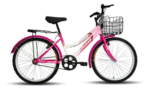 Bicicleta Peregrina Canasta Plegable Dama Rodada 24 Color Blanco/rosa