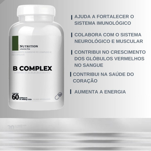Vitamina B Complex 60 Cápsulas De 400mg Nutrition Labs Sabor Sem Sabor