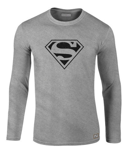 Camiseta Manga Larga Logo Superman Dc Comics Hombre Ikl