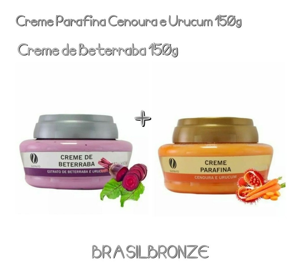 Creme Parafina Cenoura E Urucum 01 Creme Beterraba 150g + 01 Parafina Cenoura E Urucum 150g | Mercado Livre