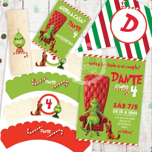 Kit Imprimible El Grinch De La Navidad Pdf Textos Editables!