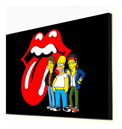 Homero Simpson Y Los Rolling Stones - Laminas Sobre Bastidor