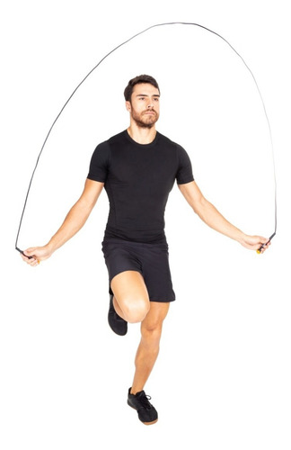 Corda De Pular Profissional Pvc Crossfit Treino Em Casa Vollo VP1075 Preto Ajuste Comprimento 275cm