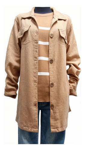 Saco Abrigado Camisaco Lanilla Mujer