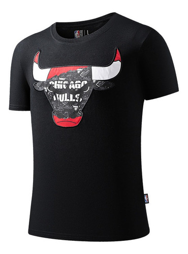 Imagen 1 de 6 de Polera Nba Urban Doodle Chicago Bulls Negro Hombre