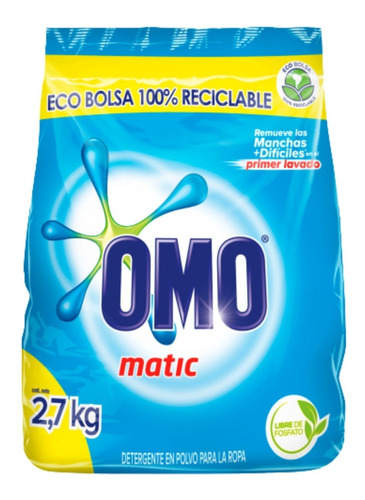 Omo Detergente En Polvo Omo Matic Multiacción 2.7 Kg Pack 3