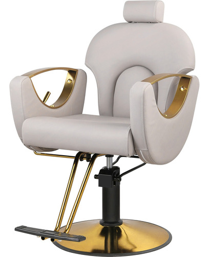 Silla Premium Salon Spa Estetica Neumatica Ajustable Gold Color Gris Forma De La Base Redonda Tipo De Respaldo Reclinable