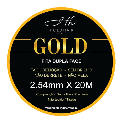 Fita Gold Dulpa Face Hold Hair P/prótese Capilar 2,54mmx20m