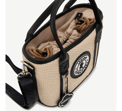 Bandolera Barcelona Rafia Negro