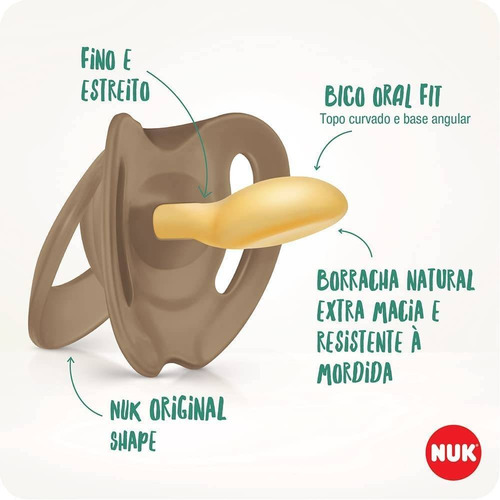 Chupeta Nuk For Nature Bico Latex 6m+ Kit Com 2 Peças