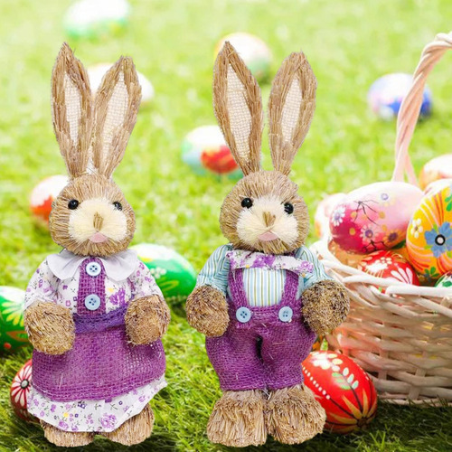 6 Decoraciones De De Pascua De Paja. Color Fix