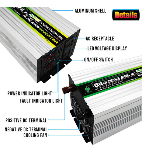 Inversor De Onda Sinusoidal Pura De 18000w Cc 12v Ac220
