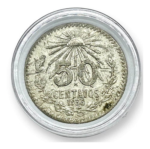 Moneda Plata México 50 Centavos Año 1935 Ley 720 Encapsulada