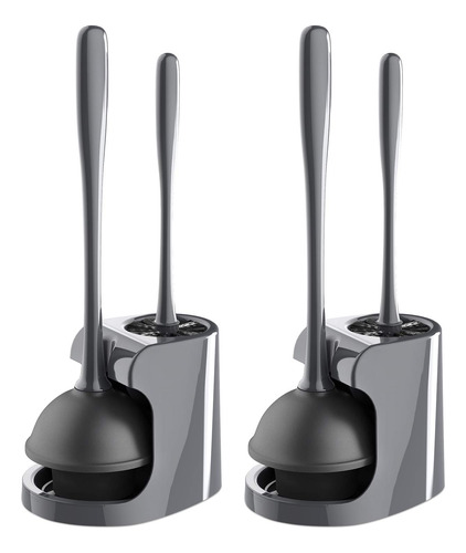 Combo De Émbolo De Inodoro Y Cepillo Para Limpieza De Gris