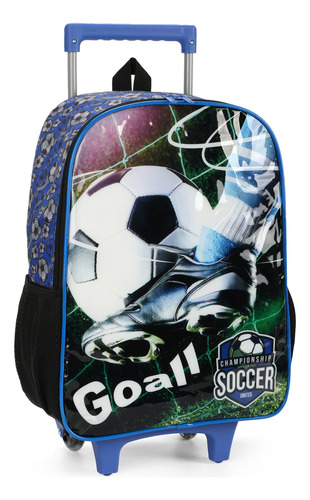 Mochila Grande Rodinha Escola Championship Soccer Goal Preto