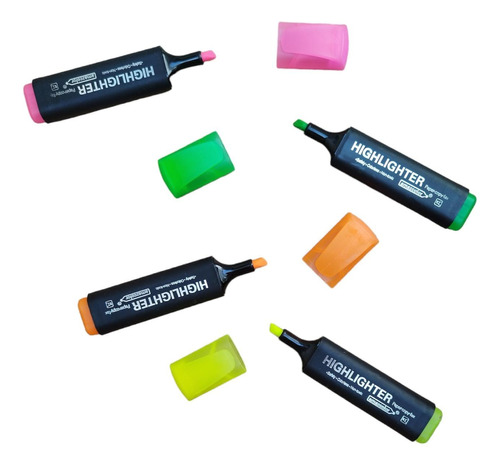 Pack X4 Marcadores Resaltadores Fluor Neon