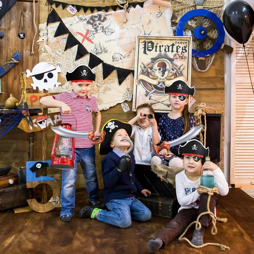 Juego De Fiesta Pirata: Sombreros, Espadas Inflables Y Parch