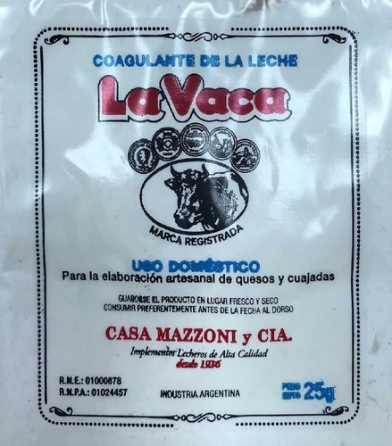 La Vaca Coagulante De La Leche Uso Domestico 25g