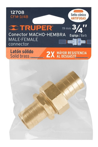 Conexión Para Manguera De 3/4 Truper 12708