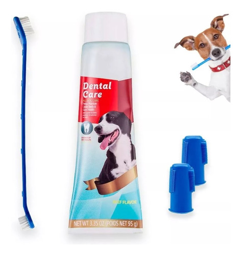 Kit Dental, Set Cepillo De Dientes Y Crema Perros Mascotas 