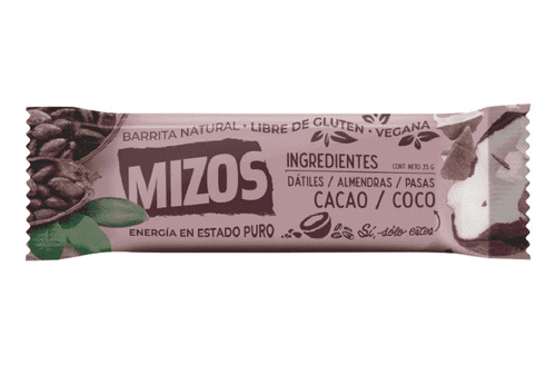 Mizos Barrita De Dátil Con Cacao Y Coco Sin Gluten 35 G