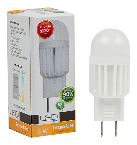 Foco Led Ampolleta 127v 3000k Atenuable Gy6.35 Tecnolite