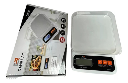 Bascula De Cocina Digital Con Bandeja Plastica 10kg Capacidad Máxima 10 Kg Color Blanco