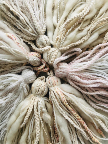 Par Borlas Decorativas Artesanales Grises Lana Trencillas