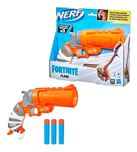 Fortnite Flare Nerf + 3 Dardos Elite Hasbro Original Scarlet