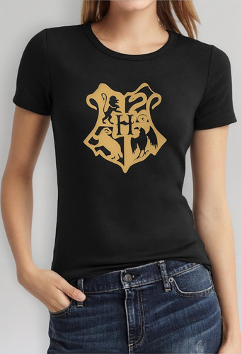 Playera Harry Potter Hogwarts Escudo Dorado