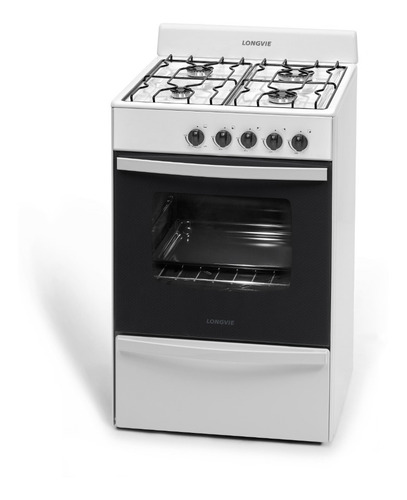 Imagen 3 de 3 de Cocina A Gas Longvie 12231b 56cm Blanca Cajón Parrilla