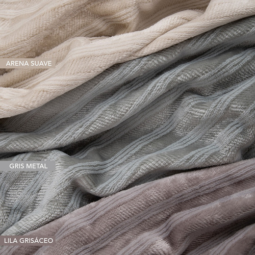 Frazada King Flannel Fleece Rayada Con Hilo Color Palette