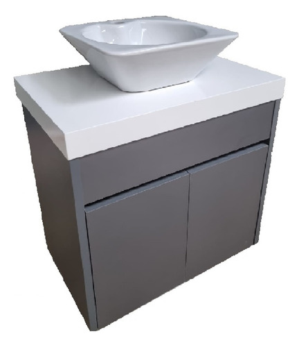 Mueble Para Baño Gris Grafito De 60 Con Mesada De Folding 