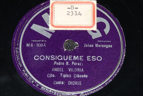 Jch- Cjto Tipico Cibaeño Consigueme Eso Merengue 78 Rpm