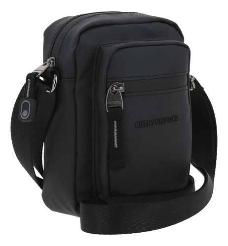 Crossbody Chico Chenson Pro Rambo Color Negro Ajustable Acabado De Los Herrajes Níquel Diseño De La Tela Lisa